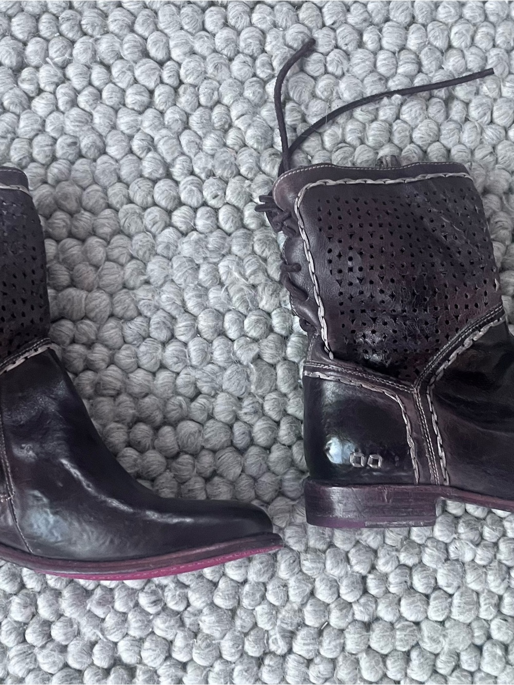New Bed Stu Cheshire Dark Brown Perforated Leather Ankle Boots